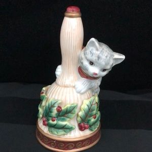 Vintage Fitz and Floyd Christmas Bell Kitten/Cat Holiday Holly Berry